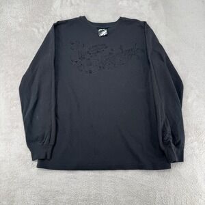 SRH Men Waffle Knit Long Sleeve Shirt Medium Black Preowned Flaw Hole